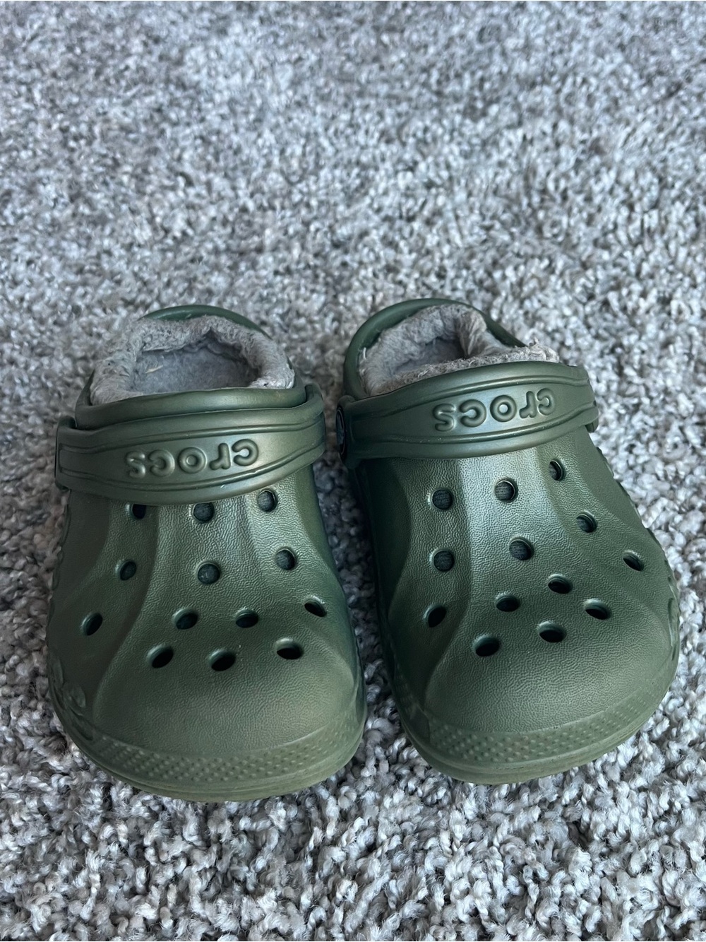 CROCS Baby Kids Fuzzy Lined Clog - Olive Green